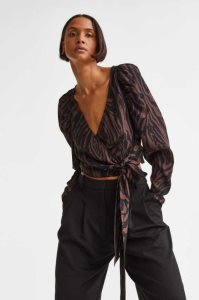 H&M Jacquard-weave Bluse Damen Braun | HGY-081764
