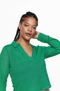 H&M JerseyCollar Oberteile Damen Grün | XIB-340971
