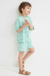 H&M Jersey Kurze Hose Kinder Dunkelgrün Leopard | MWE-569148