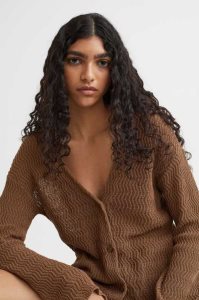 H&M Knit Baumwoll Cardigan Pullover Damen Dunkelbeige | PNZ-214096