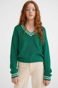 H&M Knit Baumwoll Pullover Kinder Schwarz | FZV-543097
