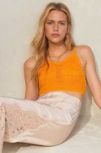H&M Knit Crop Oberteile Damen Orange Gelb | UPE-015492