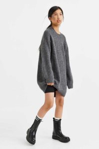 H&M Knit Kurzes Kleid Kinder Schwarz | HSV-876439