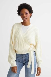 H&M Knit Wrap-front Cardigan Pullover Damen Schwarz | RYQ-084521