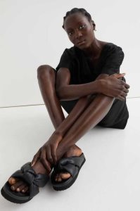 H&M Knot-detail Mules Damen Schwarz | BVQ-718409
