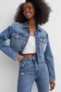 H&M Kurzes Denim Jacke Damen Schwarz | APJ-867214