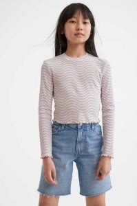 H&M Kurzes Gerippt Baumwoll Top Jersey Kinder Lila | QAG-706812