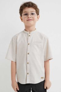 H&M Kurzes-sleeved Band-collar Hemd Kinder Hellbeige | AUI-907468