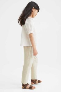 H&M Linen Chinos Hose Kinder Hellbeige | HUD-301746