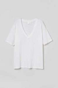 H&M Linen Jersey T-shirt Oberteile Damen Hellgrün | JKD-510684