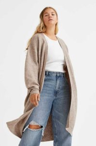 H&M Long Cardigan Pullover Damen Grau | JIW-354098