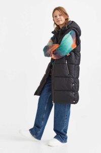 H&M Long Puffer Vest Oberbekleidung Kinder Schwarz | PSE-950283