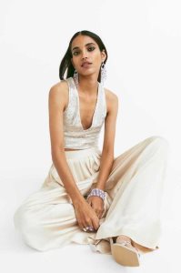 H&M Long Rhinestone Ohrringe Damen Lila | JSY-527391
