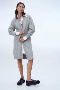 H&M Long Rib-knit Cardigan Pullover Damen Hellgrau | WOZ-718346