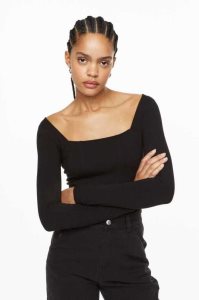 H&M Long-sleeved Bodysuit Oberteile Damen Schwarz | KVE-487925