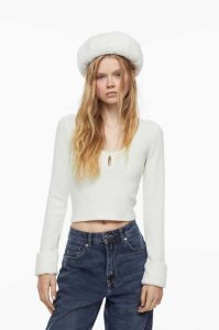 H&M Long-sleeved Gerippt Oberteile Damen Hellrosa | NGL-039617