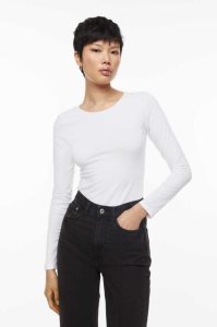 H&M Long-sleeved Jersey Oberteile Damen Beige | XUI-203596