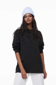 H&M Long-sleeved Jersey Shirt Oberteile Damen Schwarz | WVS-014623