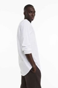 H&M Long-sleeved Long Fit T-shirts Herren Weiß | WSJ-490615