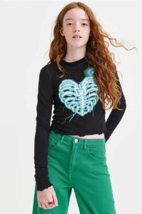 H&M Long-sleeved Printed Oberteile Kinder Schwarz | YWU-459768