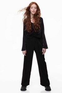 H&M Loose Fit Hose Kinder Schwarz | JFL-762039