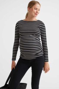 H&M MAMA Long-sleeved Baumwoll Top Schwangerschaftskleidung Damen Schwarz | HSD-726184