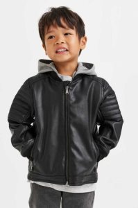 H&M Mit Kapuze Jacket Oberbekleidung Kinder Schwarz Hellgrau | GJN-637524