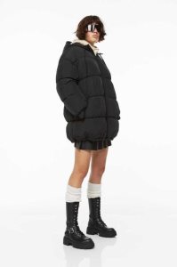 H&M Mit Kapuze Puffer Jacke Damen Hellgrau | SWH-074356