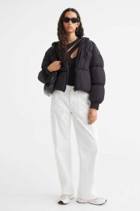 H&M Mit Kapuze Puffer Jacke Damen Weiß | MKB-415089