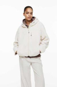 H&M Mit Kapuze Teddy Fleece Jacke Damen Blau | QUI-582063