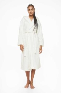H&M Mit Kapuze Terry Bathrobe Nachtwäsche Damen Rosa | BND-038264