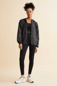 H&M Mit Kapuze Windbreaker Jacke Damen Schwarz | SPT-652470