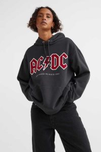 H&M Motif Hoodie Damen Hellblau | JTZ-192740