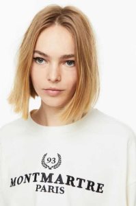 H&M Motif Sweatshirt Damen Hellgrau | ZHJ-807923