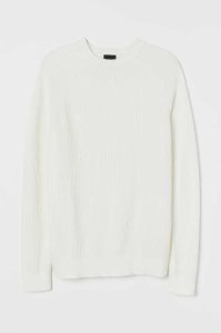 H&M Muscle Fit Knit Pullover Herren Weiß | FAZ-260981