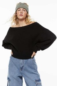 H&M Off-the-shoulder Rib-knit Pullover Damen Hellgrau | QHY-590473