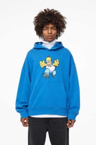 H&M Oversized Fit Baumwoll Hoodie Herren Hellblau | FOU-562714