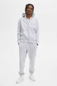 H&M Oversized Fit Mit Kapuze Baumwoll Jacket Oberteile Herren Grau | UPM-706481
