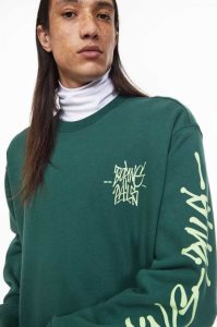 H&M Oversized Fit Printed Sweatshirt Herren Dunkelgrün | ITX-618523