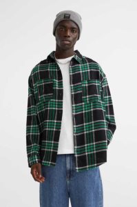 H&M Oversized Fit Twill Hemd Herren Schwarz Weiß | JOS-517309
