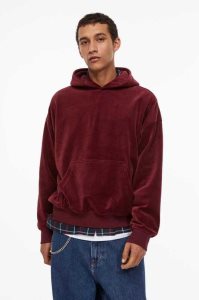 H&M Oversized Fit Velour Hoodie Herren Bordeaux | CIL-807315