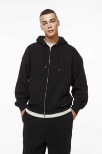 H&M Oversized Fit Zip-through Hoodie Herren Schwarz | VPF-960385