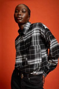 H&M Oversized Flannel Shirt Bluse Damen Dunkelgrau | EFB-530648