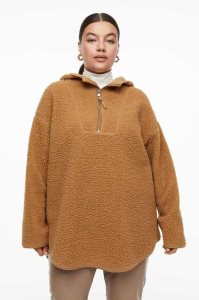 H&M Oversized Fleece Hoodie Damen Dunkelbeige | MWA-751843