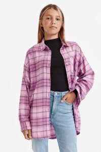H&M Oversized Hemd Kinder Dunkelgrau Weiß | SJR-786251