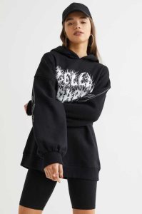 H&M Oversized Hoodie Damen Schwarz | CSI-643182