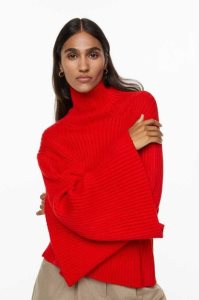 H&M Oversized Mock-turtleneck Pullover Damen Rot | UDF-201658