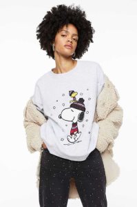 H&M Oversized Motif-front Sweatshirt Damen Hellgrau | BXJ-357829