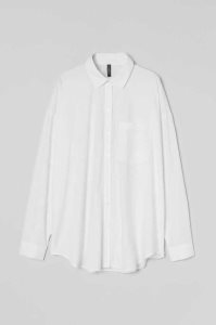H&M Oversized Poplin Shirt Bluse Damen Schwarz Weiß | JCT-126853