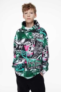 H&M Oversized Printed Hoodie Kinder Beige Weiß | EMY-584037